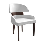 Sedia da Pranzo in Pelle Vegana – Schienale Curvo, Gambe in Legno di Gomma, 1 Posto (Bianco / Nero / Tortora / Grigio)