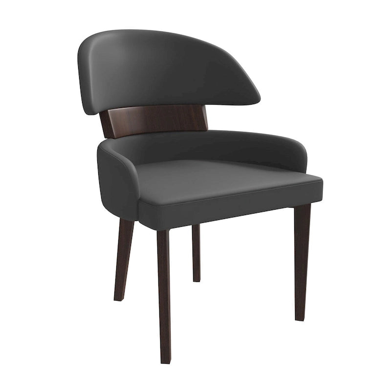 Sedia da Pranzo in Pelle Vegana – Schienale Curvo, Gambe in Legno di Gomma, 1 Posto (Bianco / Nero / Tortora / Grigio)
