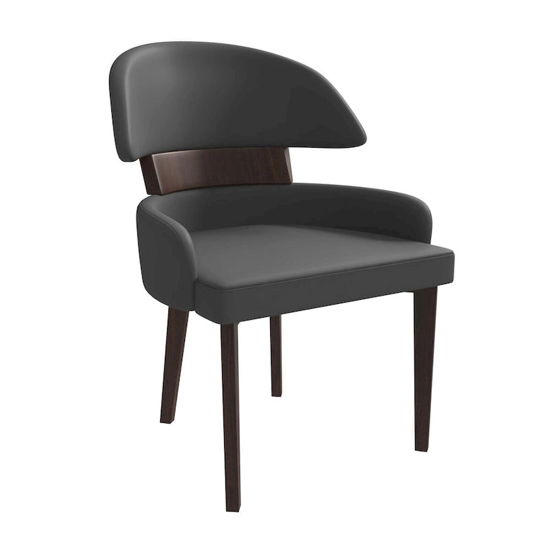 Sedia da Pranzo in Pelle Vegana – Schienale Curvo, Gambe in Legno di Gomma, 1 Posto (Bianco / Nero / Tortora / Grigio)