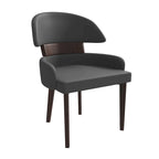 Sedia da Pranzo in Pelle Vegana – Schienale Curvo, Gambe in Legno di Gomma, 1 Posto (Bianco / Nero / Tortora / Grigio)