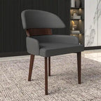 Sedia da Pranzo in Pelle Vegana – Schienale Curvo, Gambe in Legno di Gomma, 1 Posto (Bianco / Nero / Tortora / Grigio)