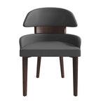 Sedia da Pranzo in Pelle Vegana – Schienale Curvo, Gambe in Legno di Gomma, 1 Posto (Bianco / Nero / Tortora / Grigio)