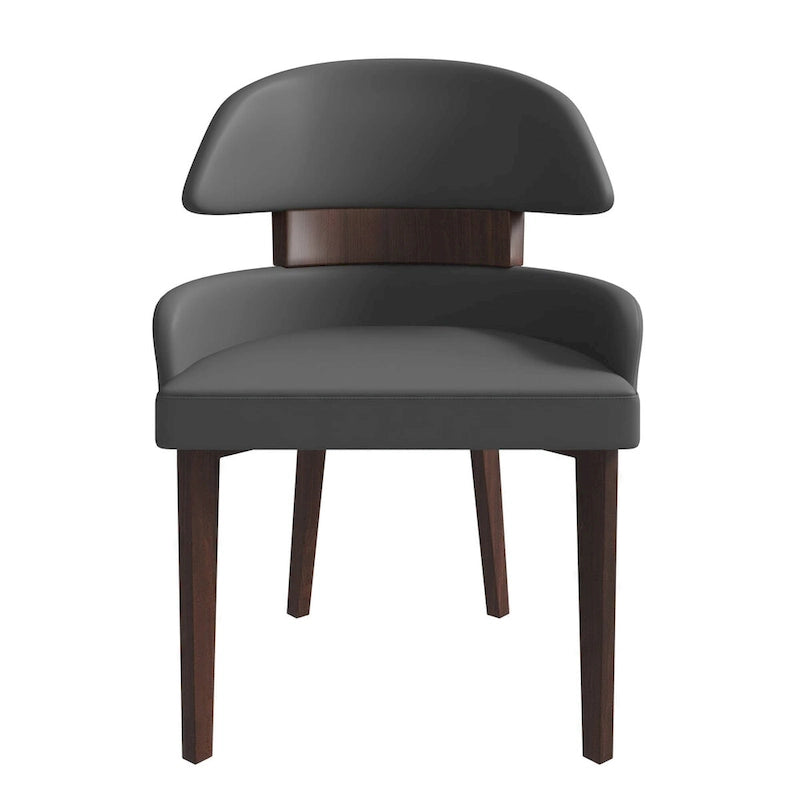 Sedia da Pranzo in Pelle Vegana – Schienale Curvo, Gambe in Legno di Gomma, 1 Posto (Bianco / Nero / Tortora / Grigio)