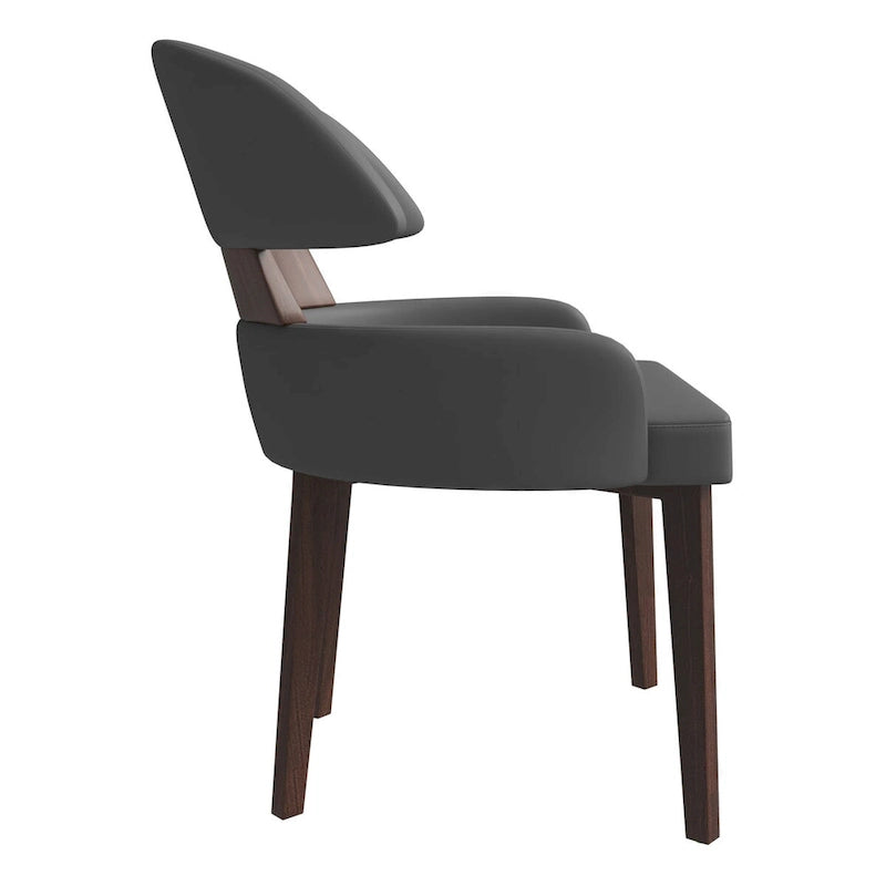 Sedia da Pranzo in Pelle Vegana – Schienale Curvo, Gambe in Legno di Gomma, 1 Posto (Bianco / Nero / Tortora / Grigio)