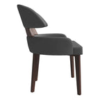 Sedia da Pranzo in Pelle Vegana – Schienale Curvo, Gambe in Legno di Gomma, 1 Posto (Bianco / Nero / Tortora / Grigio)