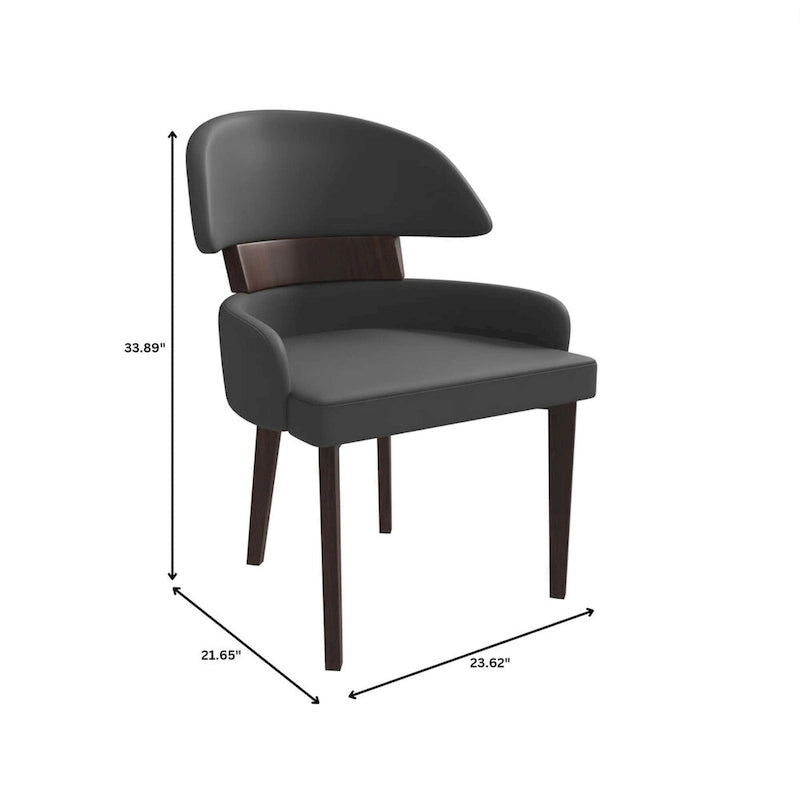 Sedia da Pranzo in Pelle Vegana – Schienale Curvo, Gambe in Legno di Gomma, 1 Posto (Bianco / Nero / Tortora / Grigio)