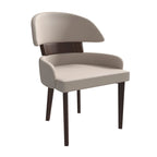 Sedia da Pranzo in Pelle Vegana – Schienale Curvo, Gambe in Legno di Gomma, 1 Posto (Bianco / Nero / Tortora / Grigio)