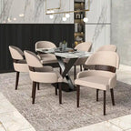 Sedia da Pranzo in Pelle Vegana – Schienale Curvo, Gambe in Legno di Gomma, 1 Posto (Bianco / Nero / Tortora / Grigio)