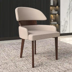 Sedia da Pranzo in Pelle Vegana – Schienale Curvo, Gambe in Legno di Gomma, 1 Posto (Bianco / Nero / Tortora / Grigio)