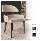 Sedia da Pranzo in Pelle Vegana – Schienale Curvo, Gambe in Legno di Gomma, 1 Posto (Bianco / Nero / Tortora / Grigio)