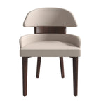 Sedia da Pranzo in Pelle Vegana – Schienale Curvo, Gambe in Legno di Gomma, 1 Posto (Bianco / Nero / Tortora / Grigio)