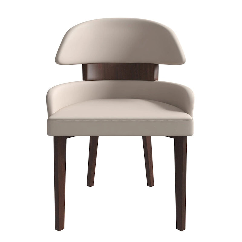 Sedia da Pranzo in Pelle Vegana – Schienale Curvo, Gambe in Legno di Gomma, 1 Posto (Bianco / Nero / Tortora / Grigio)