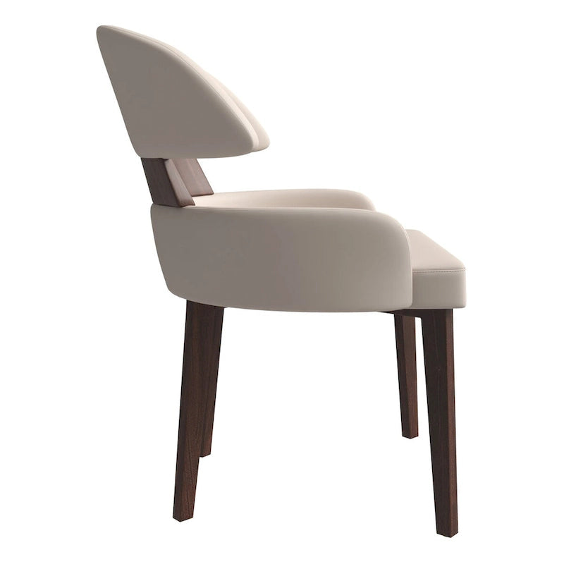 Sedia da Pranzo in Pelle Vegana – Schienale Curvo, Gambe in Legno di Gomma, 1 Posto (Bianco / Nero / Tortora / Grigio)