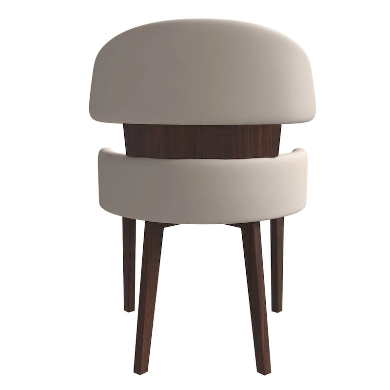 Sedia da Pranzo in Pelle Vegana – Schienale Curvo, Gambe in Legno di Gomma, 1 Posto (Bianco / Nero / Tortora / Grigio)