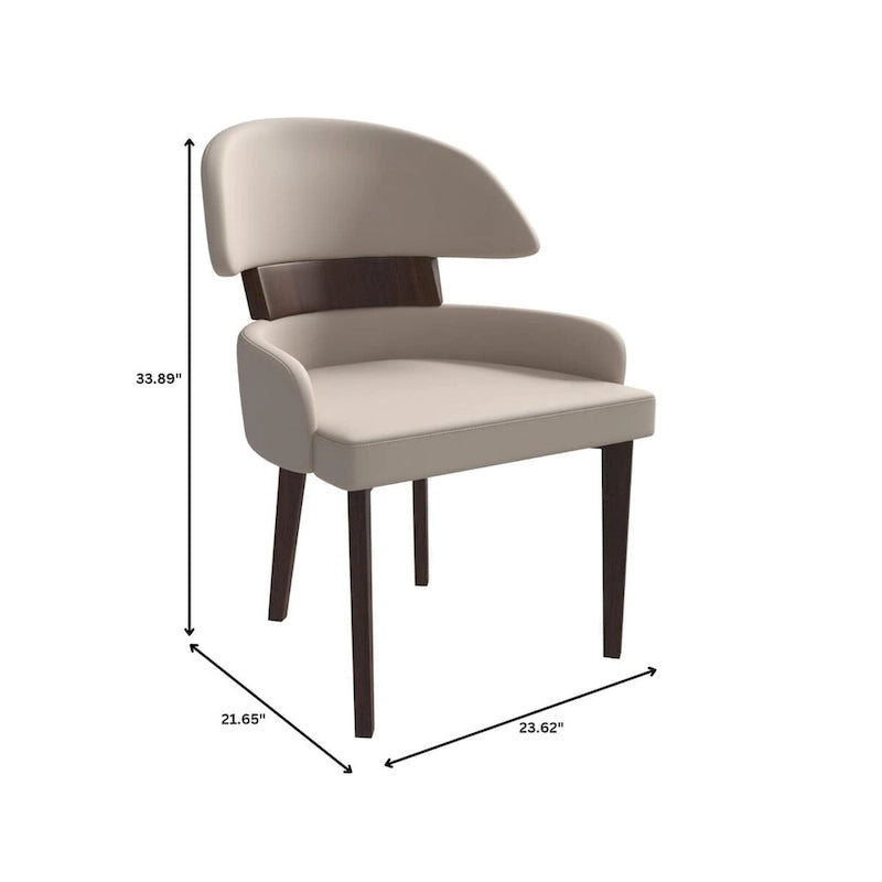 Sedia da Pranzo in Pelle Vegana – Schienale Curvo, Gambe in Legno di Gomma, 1 Posto (Bianco / Nero / Tortora / Grigio)