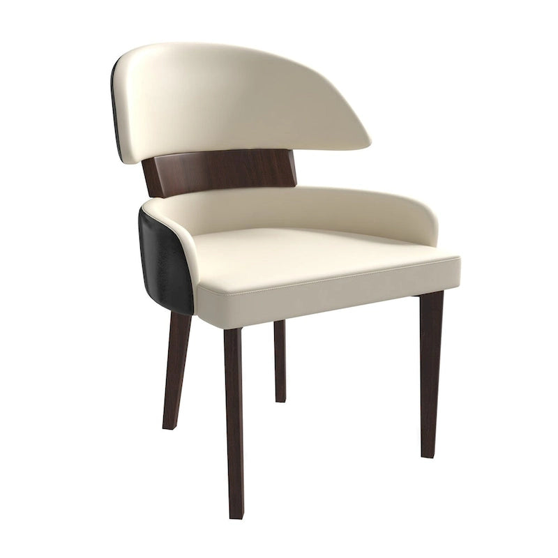 Sedia da Pranzo in Pelle Vegana – Schienale Curvo, Gambe in Legno di Gomma, 1 Posto (Bianco / Nero / Tortora / Grigio)