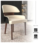 Sedia da Pranzo in Pelle Vegana – Schienale Curvo, Gambe in Legno di Gomma, 1 Posto (Bianco / Nero / Tortora / Grigio)