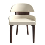 Sedia da Pranzo in Pelle Vegana – Schienale Curvo, Gambe in Legno di Gomma, 1 Posto (Bianco / Nero / Tortora / Grigio)