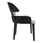Sedia da Pranzo in Pelle Vegana – Schienale Curvo, Gambe in Legno di Gomma, 1 Posto (Bianco / Nero / Tortora / Grigio)
