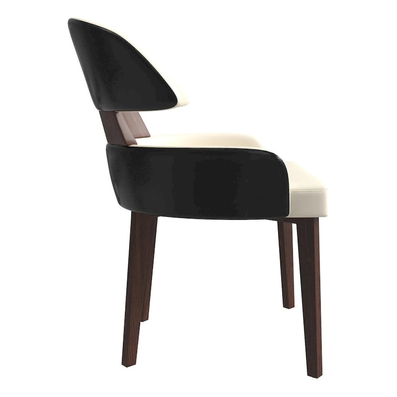 Sedia da Pranzo in Pelle Vegana – Schienale Curvo, Gambe in Legno di Gomma, 1 Posto (Bianco / Nero / Tortora / Grigio)