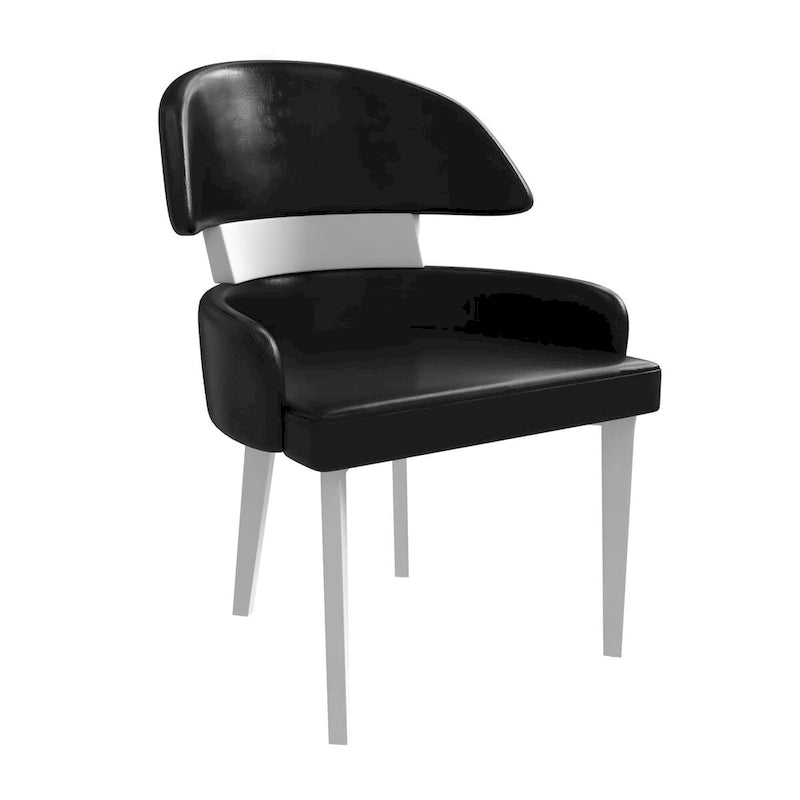 Sedia da Pranzo in Pelle Vegana – Schienale Curvo, Gambe in Legno di Gomma, 1 Posto (Bianco / Nero / Tortora / Grigio)