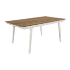 Tavolo da pranzo rettangolare in acacia naturale/bianco sporco con gambe svasate, 6 posti