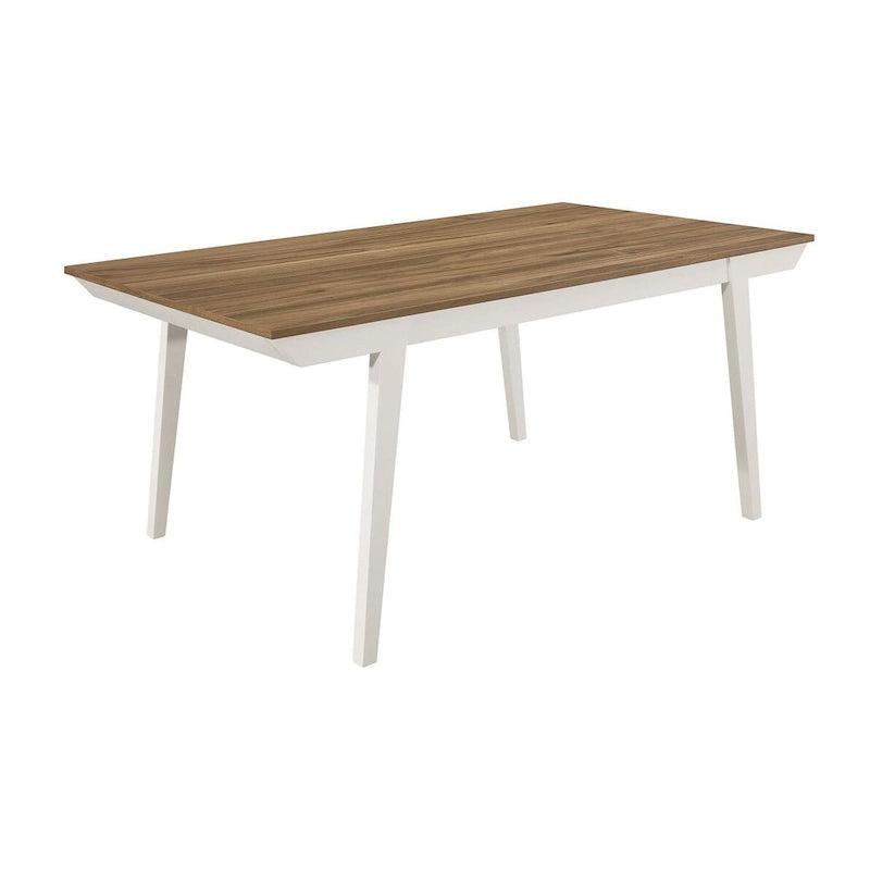 Tavolo da pranzo rettangolare in acacia naturale/bianco sporco con gambe svasate, 6 posti
