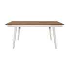Tavolo da pranzo rettangolare in acacia naturale/bianco sporco con gambe svasate, 6 posti