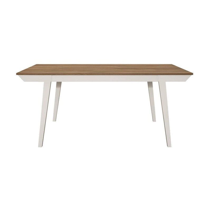 Tavolo da pranzo rettangolare in acacia naturale/bianco sporco con gambe svasate, 6 posti