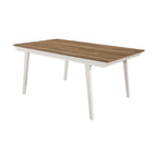 Tavolo da pranzo rettangolare in acacia naturale/bianco sporco con gambe svasate, 6 posti