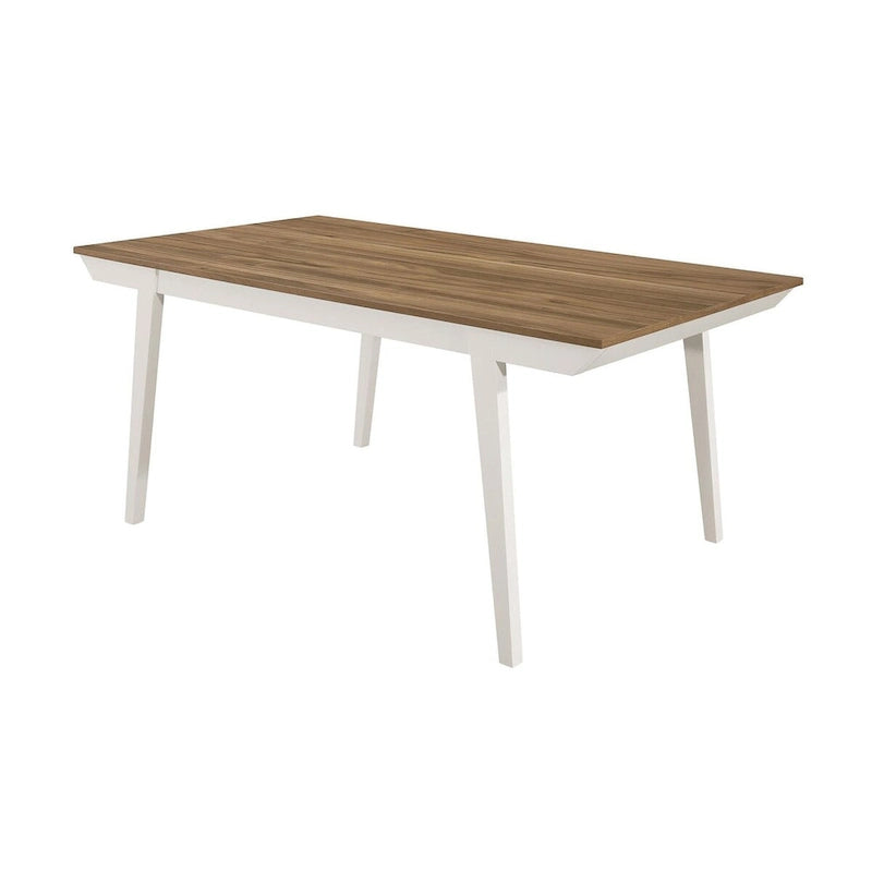 Tavolo da pranzo rettangolare in acacia naturale/bianco sporco con gambe svasate, 6 posti