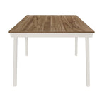 Tavolo da pranzo rettangolare in acacia naturale/bianco sporco con gambe svasate, 6 posti