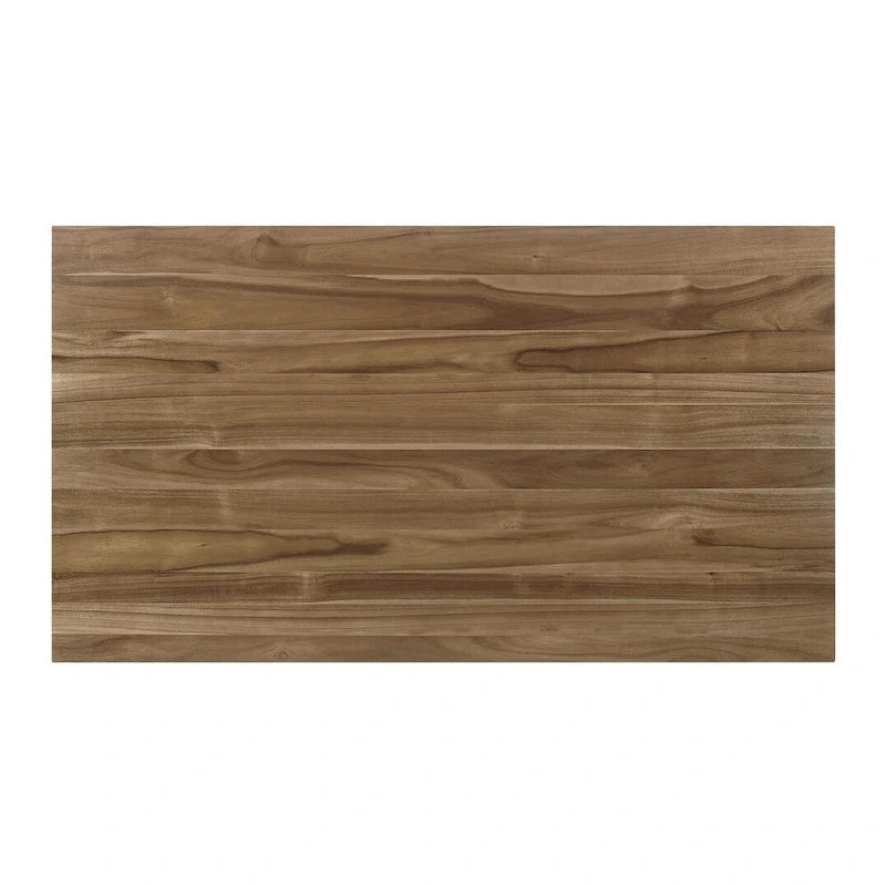Tavolo da pranzo rettangolare in acacia naturale/bianco sporco con gambe svasate, 6 posti