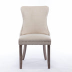 Sedia da pranzo in velluto con schienale ad ala e rivetti, set da 2 – Oro / Grigio / Nero / Blu / Beige