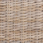 Sedia da pranzo bohémien singola in rattan Kubu grigio/tortora rustico e legno di mango