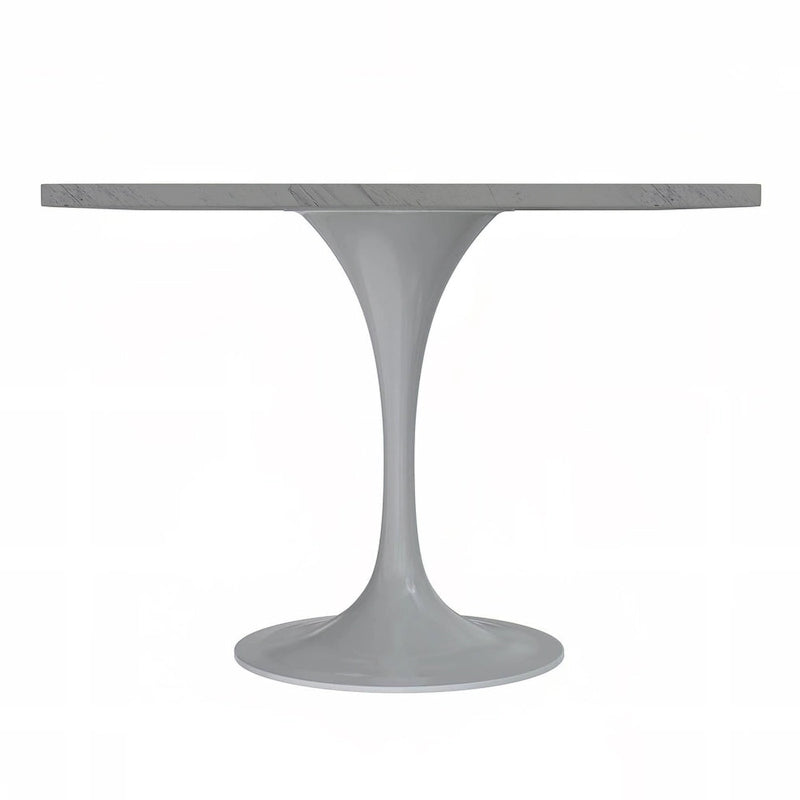 Tavolo da pranzo quadrato con base in acciaio bianco, piano in resina