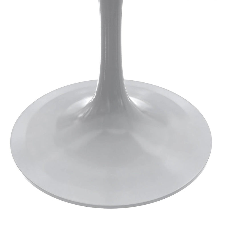 Tavolo da pranzo quadrato con base in acciaio bianco, piano in resina