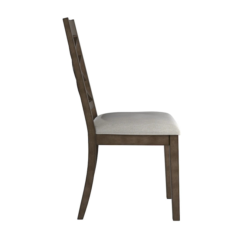 Sedie da pranzo con finitura espresso, schienale a griglia, seduta imbottita, set da 2