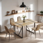 Sedia da pranzo con gambe in metallo, lino/scamosciato, set da 4