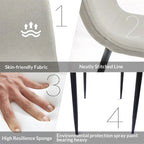 Sedia da pranzo con gambe in metallo, lino/scamosciato, set da 4