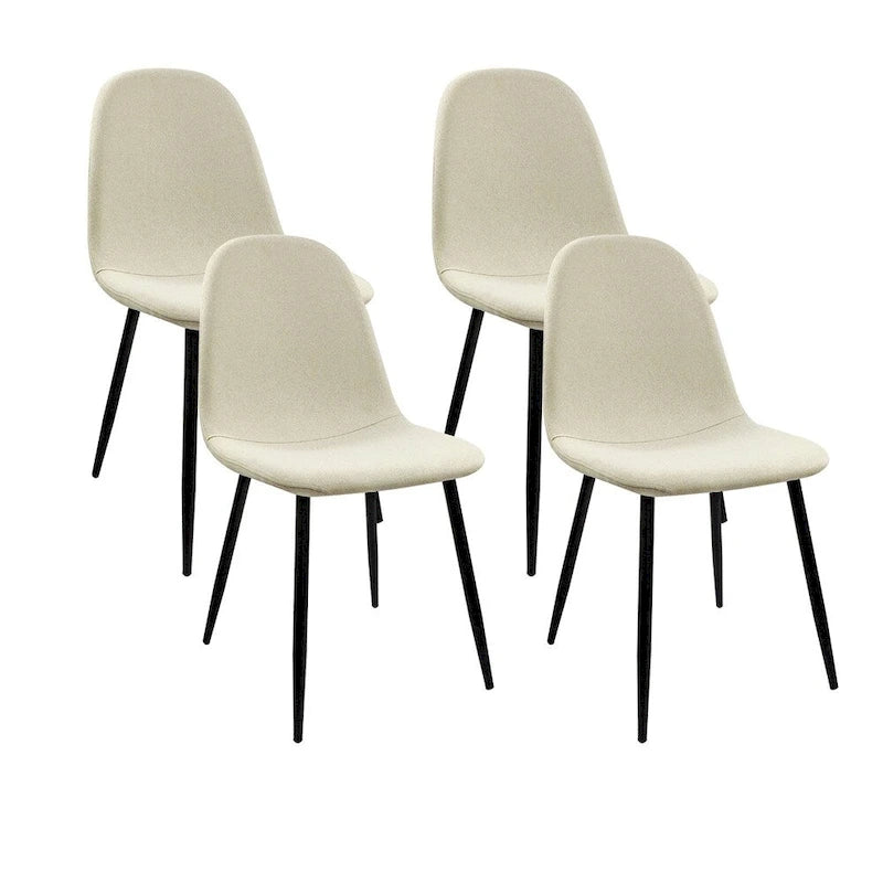 Sedia da pranzo con gambe in metallo, lino/scamosciato, set da 4