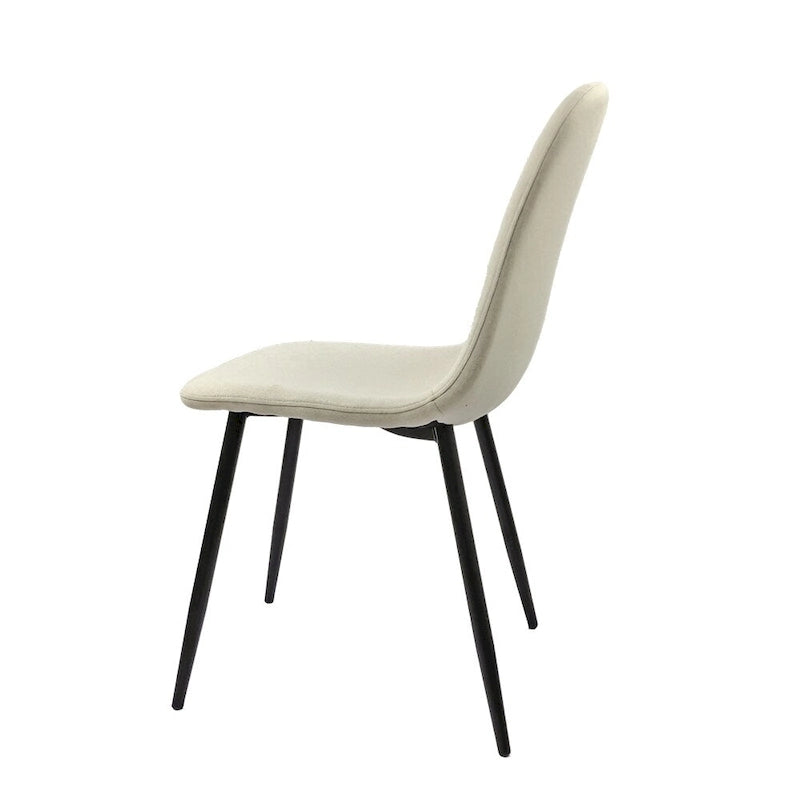 Sedia da pranzo con gambe in metallo, lino/scamosciato, set da 4