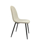 Sedia da pranzo con gambe in metallo, lino/scamosciato, set da 4