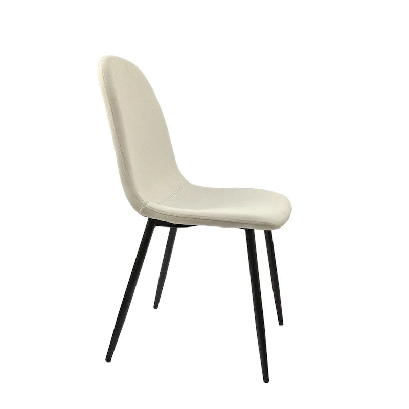 Sedia da pranzo con gambe in metallo, lino/scamosciato, set da 4