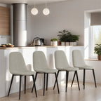 Sedia da pranzo con gambe in metallo, lino/scamosciato, set da 4