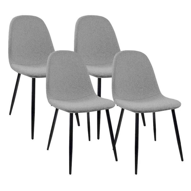 Sedia da pranzo con gambe in metallo, lino/scamosciato, set da 4