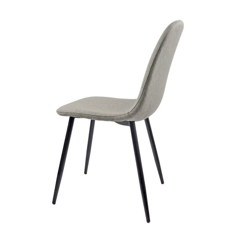 Sedia da pranzo con gambe in metallo, lino/scamosciato, set da 4
