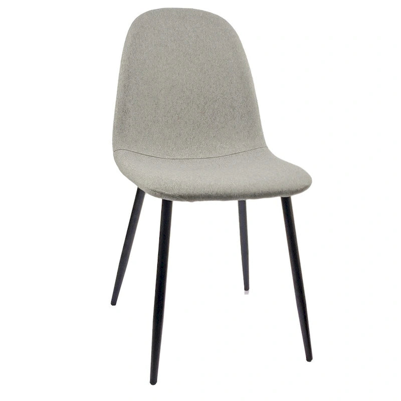 Sedia da pranzo con gambe in metallo, lino/scamosciato, set da 4