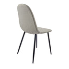 Sedia da pranzo con gambe in metallo, lino/scamosciato, set da 4
