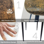 Sedia da pranzo con gambe in metallo, lino/scamosciato, set da 4